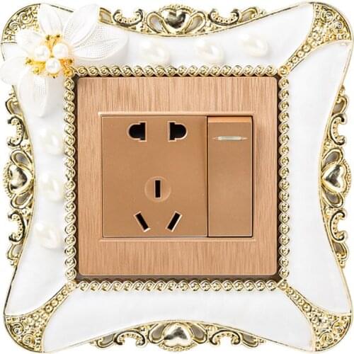 1pc 8.6*8.6cm Pearl Flower Switch Sticker Square Cover Wall Light Socket Home Bedroom Decor light switch Sticker
