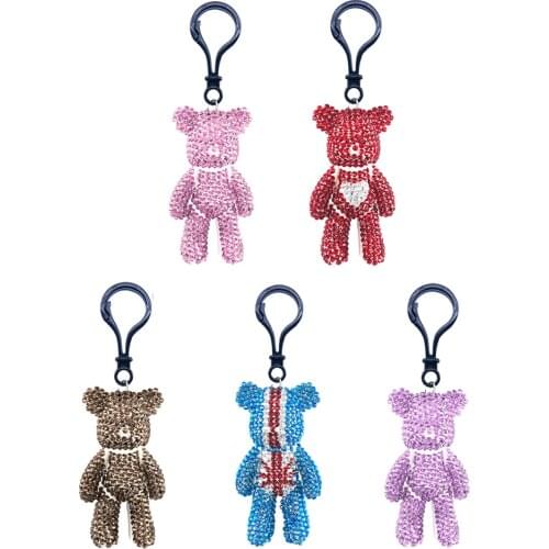 1pc Cute Diamond Bear Keychain Girl Women Car Key Ring DIY Mosaic Pendant Student Bag Decoration Diamond Painting Pendant