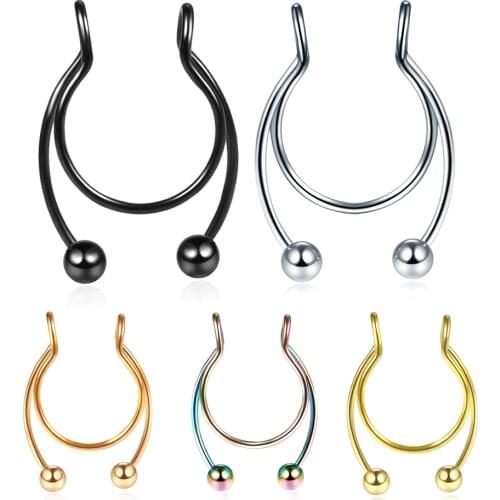 1Pc Stainless Steel Goth Nose Clip Nasal Septum Piercing 20G Nose Ring Fake Piercing Sexy Body Piercing Jewelry Non-Pierced