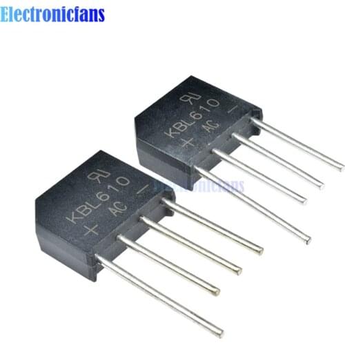 10PCS KBL610 1000V 6A Diode Bridge Rectifier Single Phase Bridge Rectifier KBL-610 New Arrival