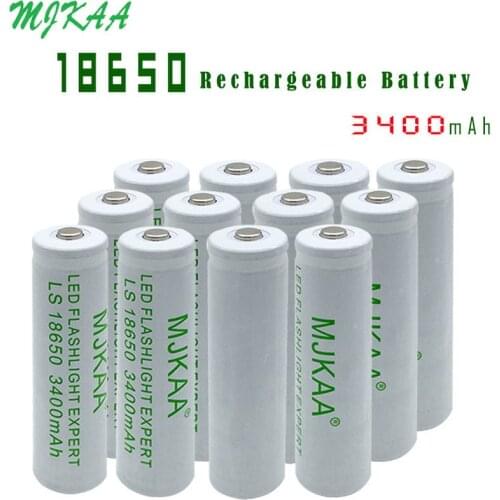 18650 Li-ion 3.7V 3400mAh White Rechargeable Batteries for Flashlight Handlamp