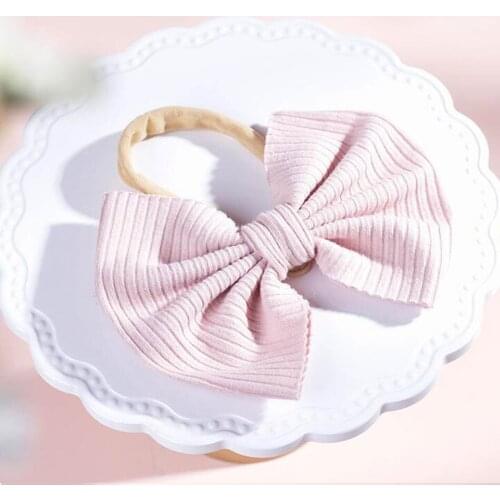 Bulk Cute Baby Bow Headband Elastic Hair Bands For Children Kids Headwear Solid Color Spring Summber Headband Infant Headwrap