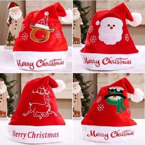 5pcs New Year Christmas Hat Kid Adult Beanie Sweater Non-woven Christmas Light Hat for Christmas Party Decoration Wholesale