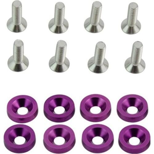 8pcs/set Decorative Motorbike Universal Headlights Bumper Washer Screw Set DIY Car Modification License Plate Gaskets Mini M6