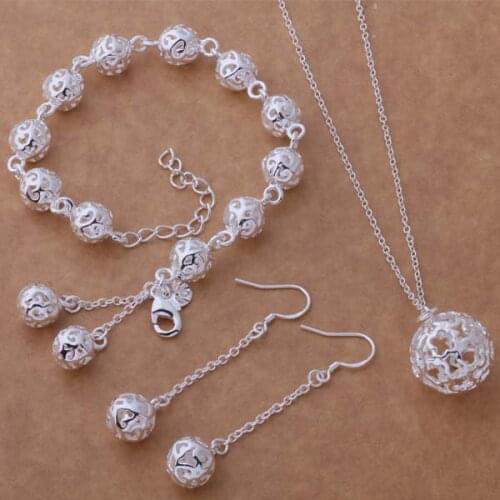 AS226 Hot sterling Jewelry Sets Earring 318 + Bracelet 267 + Necklace 338 /ajaajaha apnajgua silver color