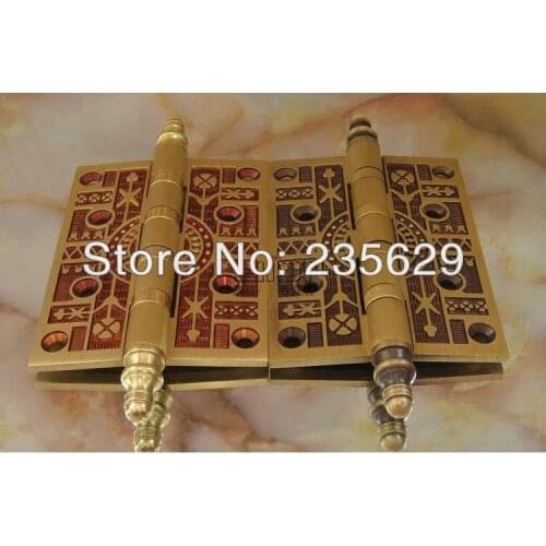 Free Shipping, brass Hinges for timber door / Metal Door, 4inch*4inch*3.5mm, Low Noise,Antique Brass Finished