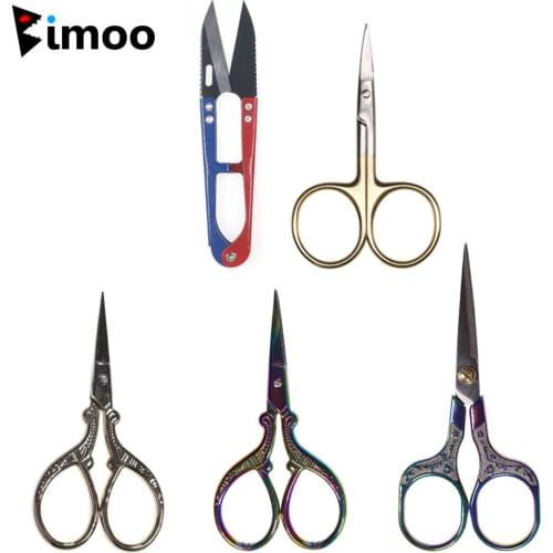 Bimoo 1PC Sharp Fly Tying Scissors Spring Action 4 inch Clippers Nipper Thrum Yarn Fishing Thread Cutter Fly Tying Tools Scissor