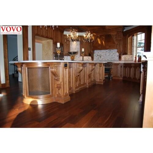 Curvy door solid wood kitchen cabinet