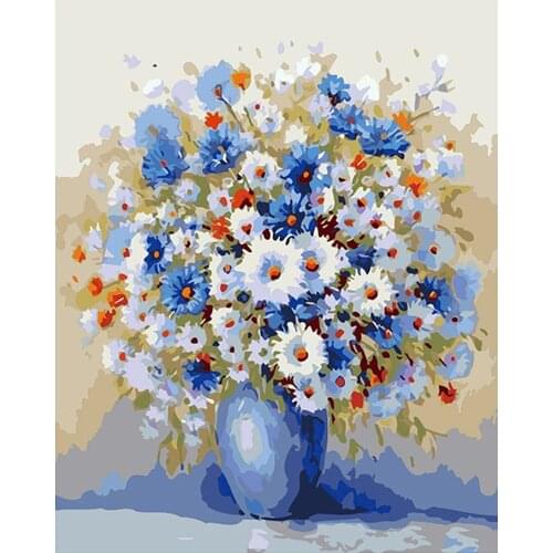 Flower In Vase DIY 11CT Cross Stitch Embroidery Kits Needlework Craft Set Cotton Thread Printed Canvas Home Design
