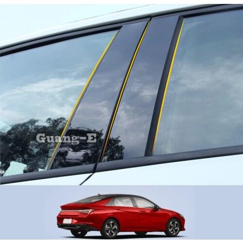 For Hyundai Elantra Avante 2020 2021-2022 Car PC Material Pillar Post Cover Door Trim Window Piano Black Molding Sticker