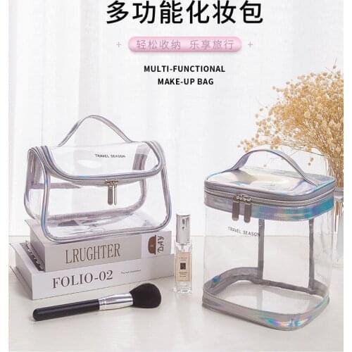 Travel waterproof transparent cosmetic bag, multifunctional anti-wrinkle and odor-free PVC toiletry storage bag