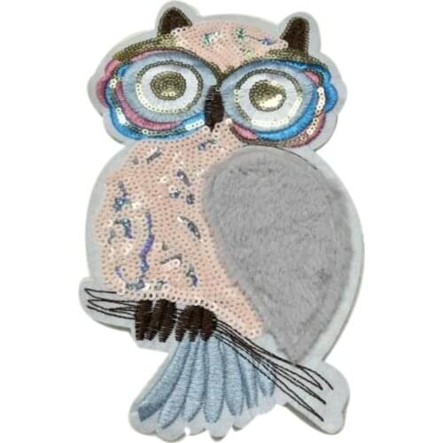 T shirt Women owl sweet patch DIY sequins 23cm animal deal with it patches for clothing stickers 3d t shirt mens free shipping