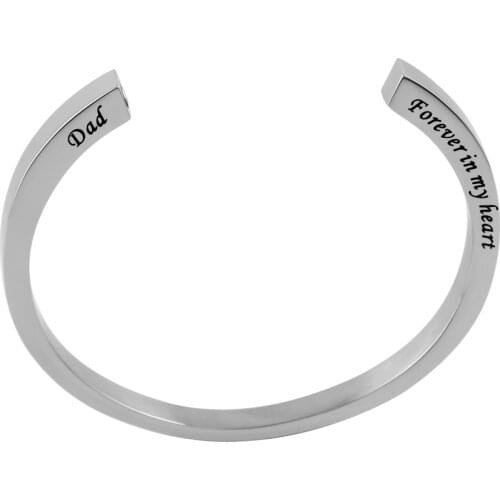IJB5091 DIY Engraving Dad Forever In My Heart Stainless Steel Cremation Urn Cuff Bangle Ashes Holder Keepsake Bracelet For Men