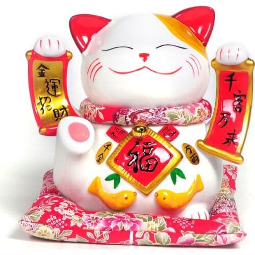 China 9 inch large Qianke million Lucky Cat ornaments piggy business gifts gift catroom Art Statue