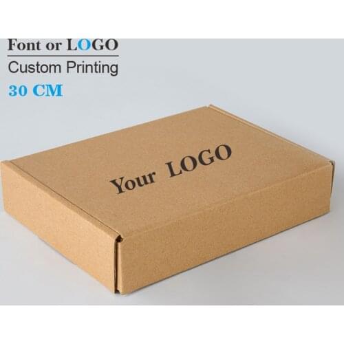 50pcs 30cm series Custom Kraft Corrugated paper shipping mailer boxes Printed logo Packaging Clothes trousers polo shirt Box