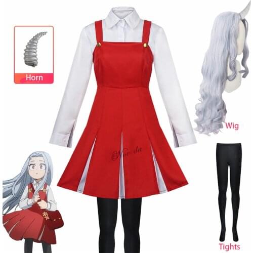 Anime Boku No My Hero Academia Season 4 Eri Cosplay Costume Dress School Uniform Outfit Women Halloween Costume Wig Horn
