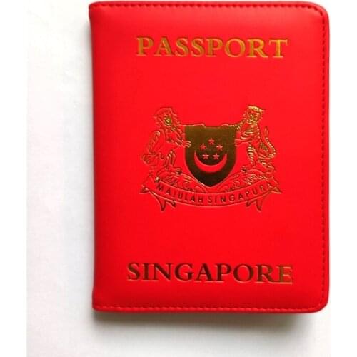Soft Leather Red Passport Cover for Singapore