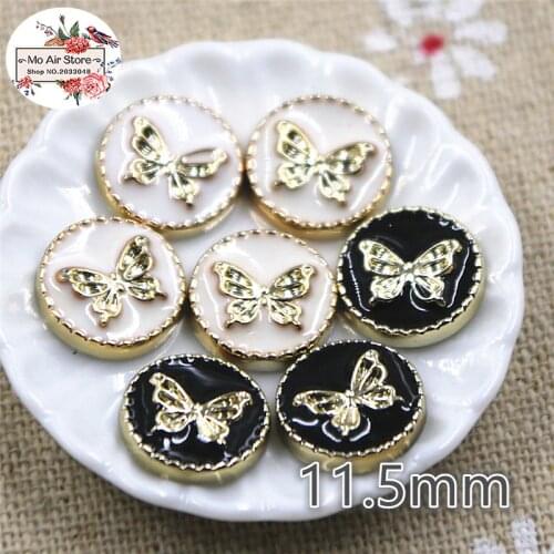 50pcs 11.5mm round butterfly flat back Buttons Home Garden Crafts Cabochon Scrapbooking DIY Accessories