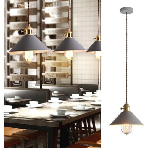 Kitchen Island Pendant Light Gray Metal Lighting Fixtures Bar Pendant Lamps Bedroom Lights Office Modern LED Ceiling Lamp