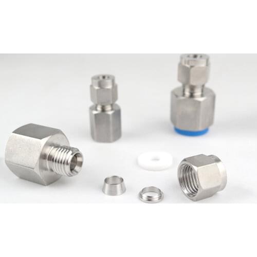 M10 14 16 20 Metric Female 6 8 10 12mm OD Double Ferrule Compression Union Connector 304 Stainless Steel Water Gas Fuel Propane