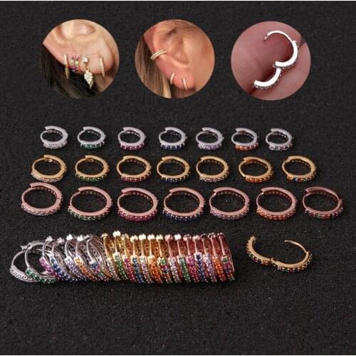 Punk Ear Piercing Cuff Nose Hoop Ring Tragus Helix Cartilage Daith Piercing Round Zircon Ear Buckle Women Jewelry New Fashion