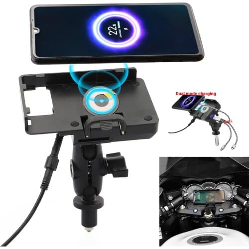 Motorcycle GPS Wireless/ USB Quick Charger Holder 17-22mm Fork Stem Mount Mobile Phone Holder For CBR250RR 18-20 CBR500R 13-20