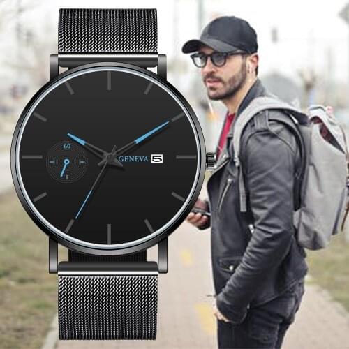 Top Brand European And American Hot-selling Mens Watches Casual Sports Mens Roman Scale Calendar Mesh Strap Watches Quartz Wat
