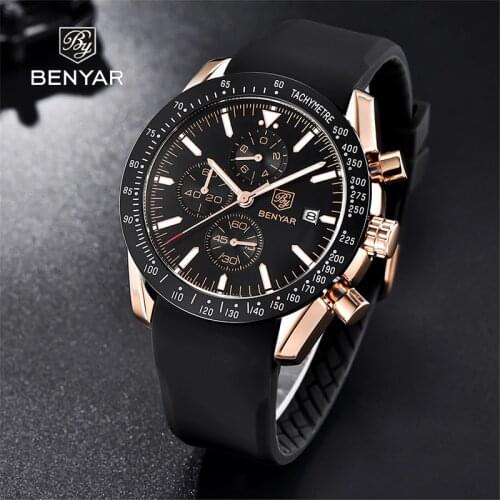 BENYAR Design 2021 New Top Luxury Fashion Sports Men' Quartz Watches Multifunctional Waterproof Automatic Date Chronograph Watch