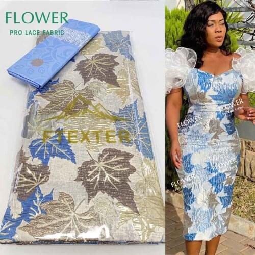 Sky Blue 2.5+2.5 Yards Jacquard Style Latest Net Mesh Lace With Embroidery For Sewing Clothing Top Quality Organza Brocade Laces