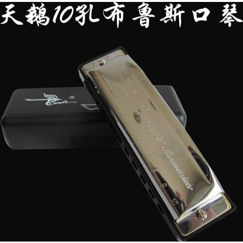 Wholesale Stainless Steel Cover (silver White) Resin Grid (black) C 10-hole 20-tone Standard Range Diatonic Harmonica