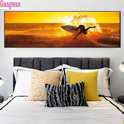 Surfing Waves Diamond Embroidery 5D Cross Stitch Diamond Painting Rhinestone Full Square round stones Diamond Mosaic large decor