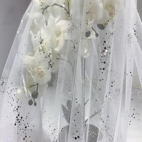 Net gauze fabric, white soft gauze skirt material, transparent wedding dress, gradient flashing clothing fabric