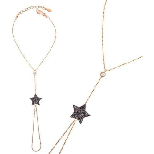 Tevuli 925 Sterling Silver Rose Star Şahmeran Bracelet