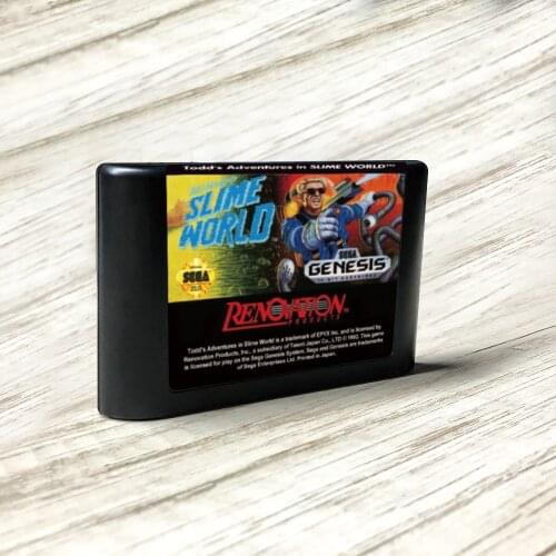 Todds Adventures in Slime World - USA Label Flashkit MD Electroless Gold PCB Card for Sega Genesis Megadrive Video Game Console