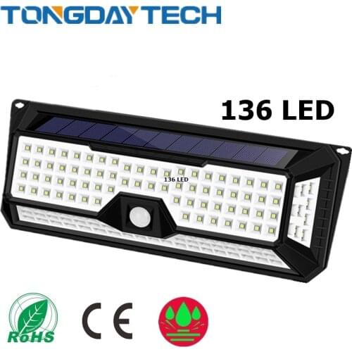 TONGDAYTECH 136 LED Solar PIR Motion Sensor Waterproof Light IP65 Outdoors Solar Garden Lights Lampe Emergency solar Lamp