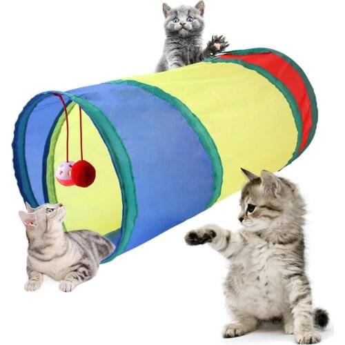 Cat Tunnel Toy Funny Pet 2 Holes Play Tubes Balls Collapsible Crinkle Kitten Toys Puppy Ferrets Rabbit Play Dog Tunnel Tubes