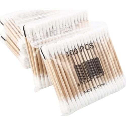 100/300/500 pcs double-headed cotton swab bamboo swab cotton swab wooden stick disposable cotton nose ear cleaning cotton swab