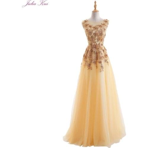 Julia Kui Scoop Neck A-Line Evening Dress Lustrous Floral Print Floor Length Formal Dress Sleeveless Lace Up Vestido De Festa