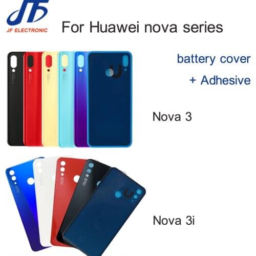 10Pcs/lot Back Battery Cover Replacement For Huawei Nova 3 Nova 3i Nova 3e Rear Housing Glass Chassis Door Back Case + sticker