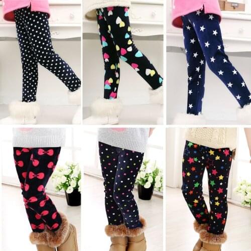 Winter Children Girls Pants Leggings Warm Cartoon Trousers