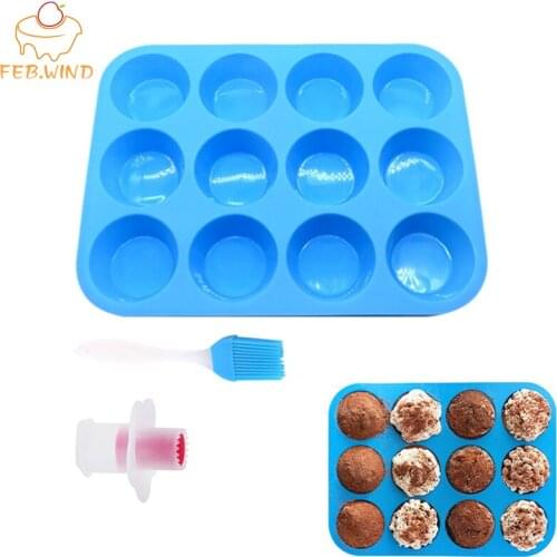 12/24 Cup Silicone Mini Muffin Pan Mini Cupcake Pan Silicone Mold Small Cupcake/Muffin Pans With Brush And Corer Free 075