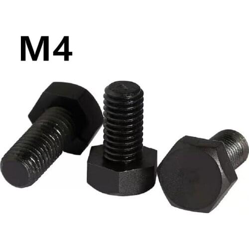 200PCS DIN933 M4x6/8/10/12/15/20/25/30mm GB5783 Black Plastic Screw Nylon Insulated Hex Bolts Right Hand Threads