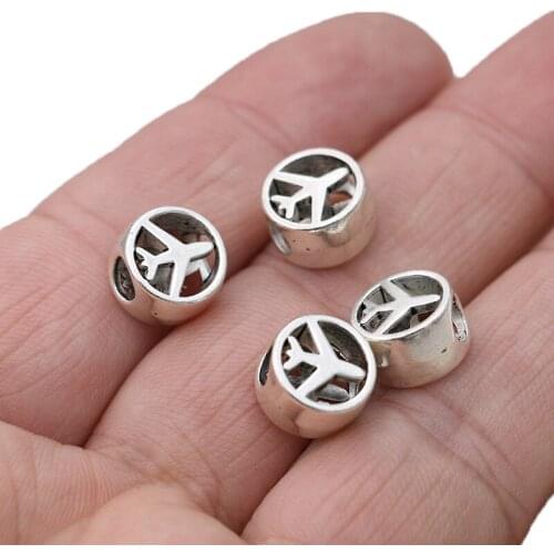 5PCS Antique Silver Plated Round Plane Beads Fit Pandora Jewelry Making Charm Bracelet DIY Accessories Handmade Craft 11mm