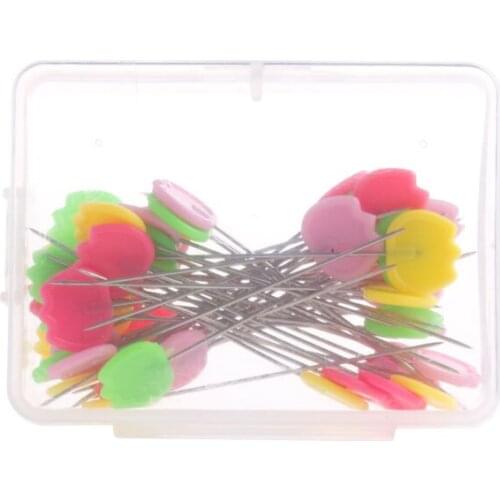 50Pc/pack Straight Pins Multi-color Bird Tulip Flower Corsage Accessories Dressmaking for knitting needles