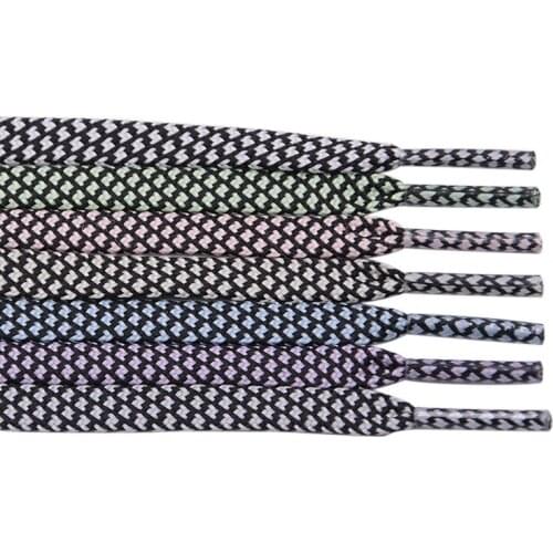 Shoe Accessories 7MM Brightly Luminous Glow Shoelaces Fluorescent Cord In The Dark Staggered Flat Neon Laces