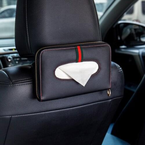 Car sun visor tissue box car paper towel hanging high quality leather paper towel bag creative chair