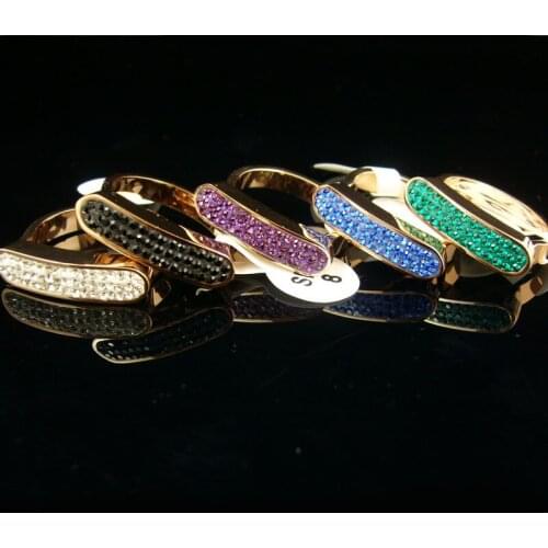 Free Shipping Shining Full Rhinestone CZ Rectangular Rose Gold Color / Gold Color Stainless Steel Ring For Her