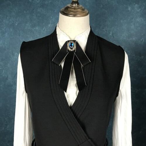 Retro Elegant Girl College Style Sweet Party Wedding Big Bow Tie Brooch for Women Fashion Suit Cloth Shirt Collar Accessories