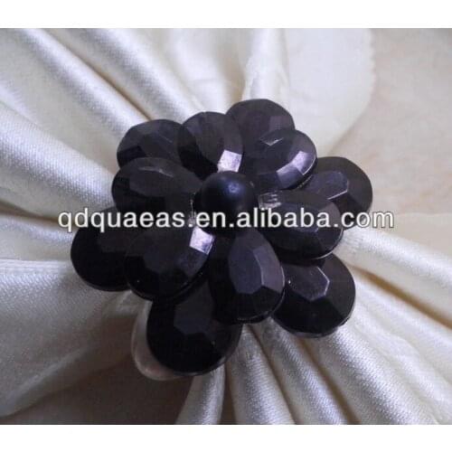 Black crystal flower napkin ring,napkin holder