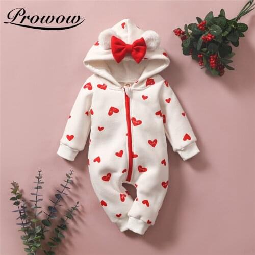 Prowow 2021 Heart Printed Babys Rompers Long Sleeve Newborn Jumpsuit For Kids Baby Clothing Baby Girl Overalls 12 To 18 Months